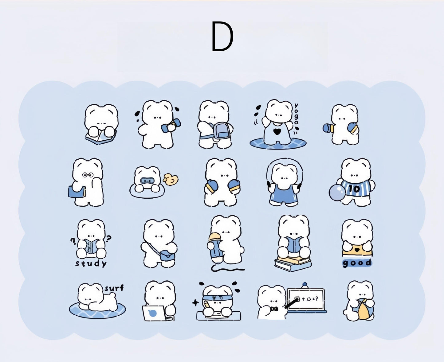 40pcs Cartoon Bear Daily Life Sticker | Cute Handdrawn Bear Stickers | Kawaii Animal Planner Stickers Junk Journal Scrapbooking Supplies