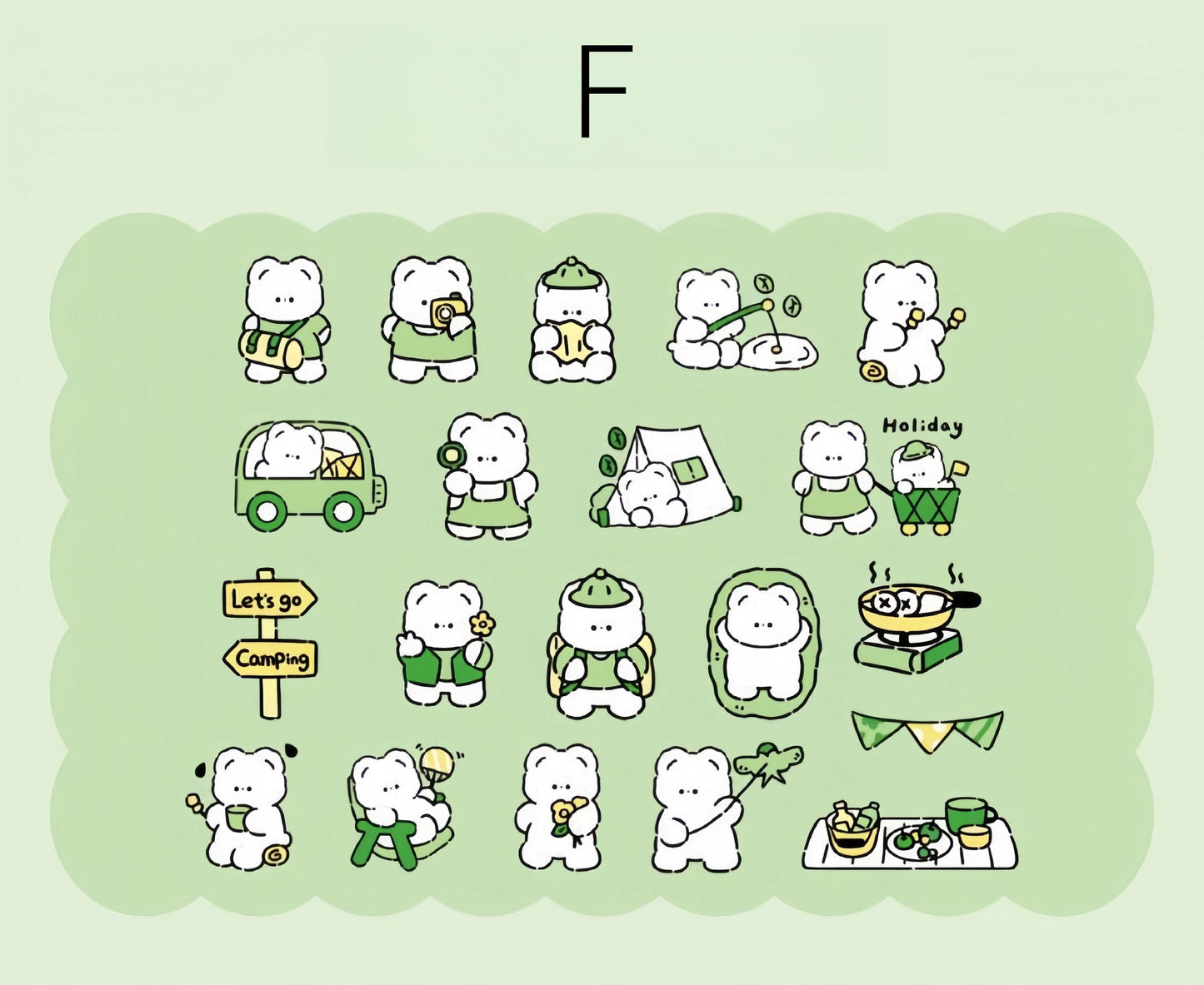 40pcs Cartoon Bear Daily Life Sticker | Cute Handdrawn Bear Stickers | Kawaii Animal Planner Stickers Junk Journal Scrapbooking Supplies