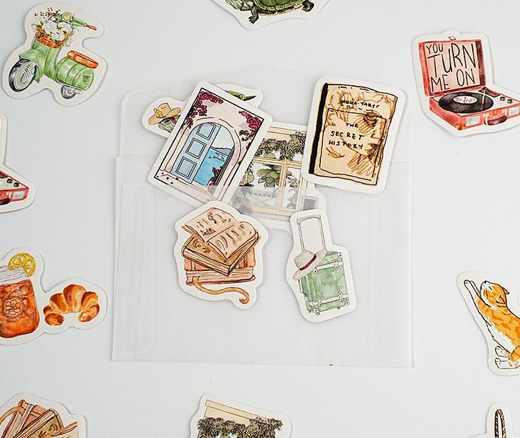 46pcs Handdrawn Summer Daiy Life Aesthetics Sticker Pack | Life Stickers | Planner Sticker Set | Junk Journal | Die Cut Deco Stickers