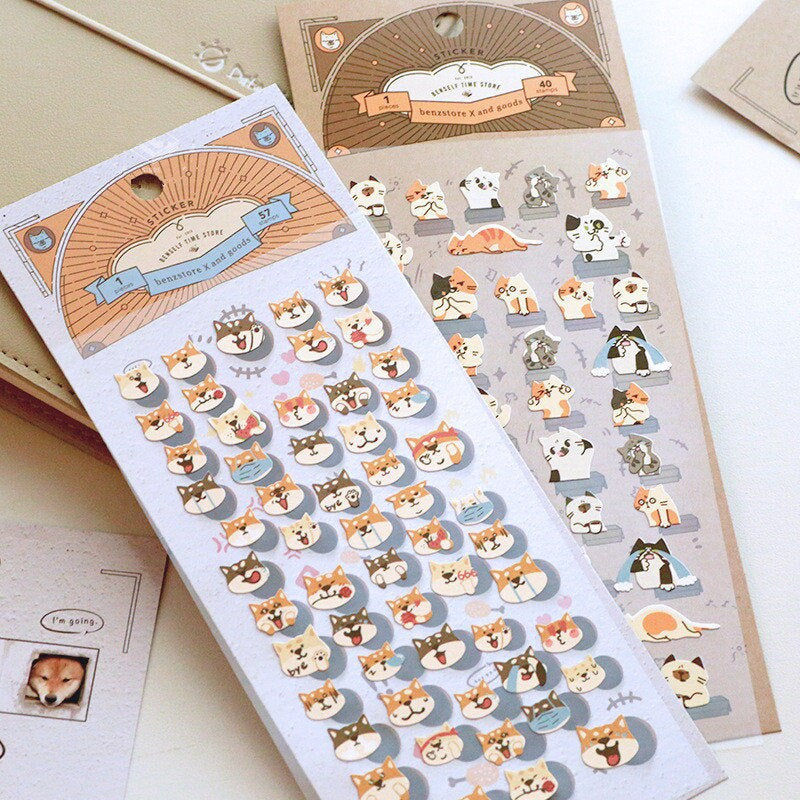 Cute Cat Dog Emotion Sticker Pack Stickers / Planner Sticker Set / Junk Journal / Planner Sticker Set