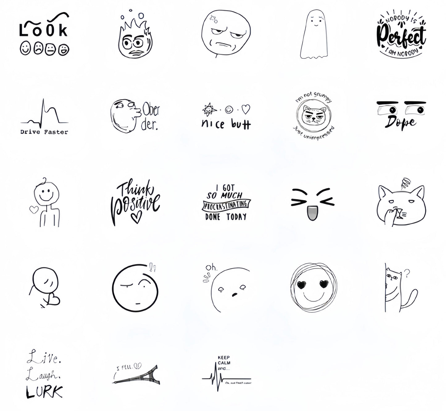 46pcs Interesting Soul Sticker Pack | Funny Expression Junk Journal Stickers | Planner Sticker Set | Scrapbooking Kids Craft Supplies