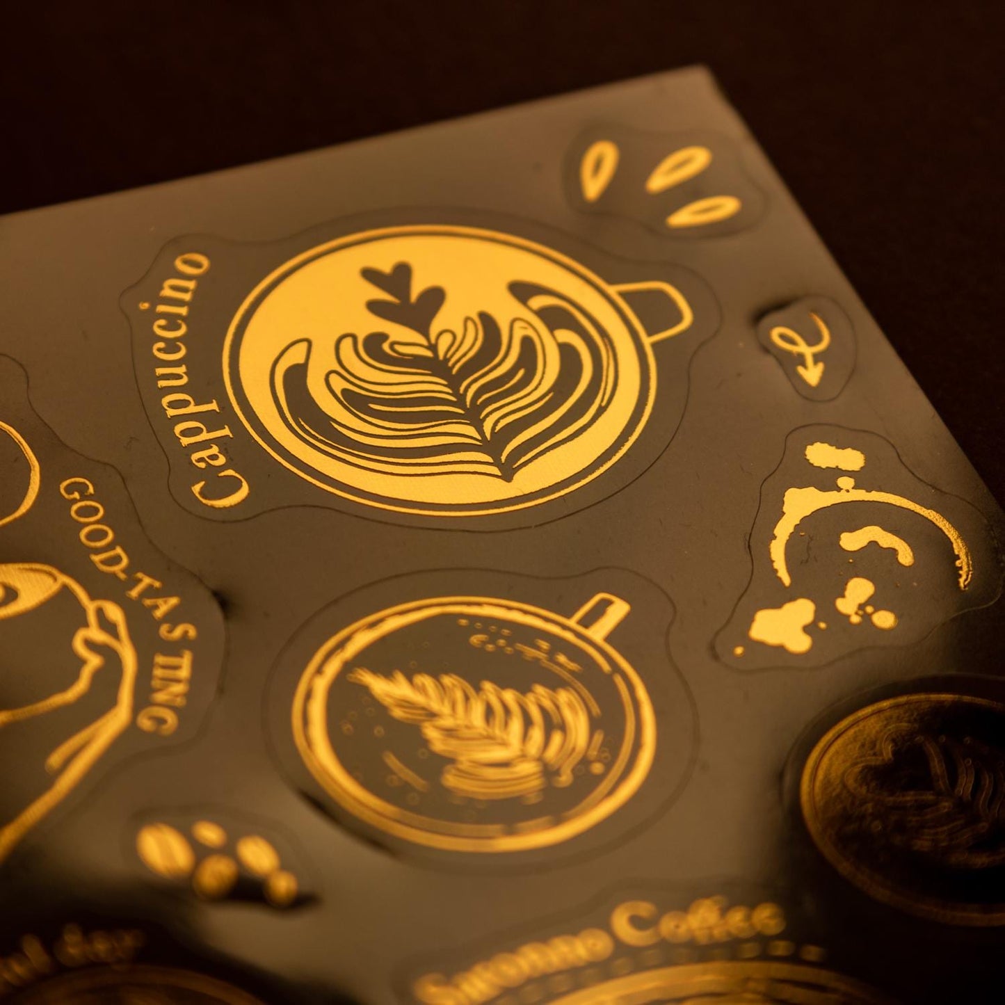 Retro Gold Foiled Coffee Stickers | Coffe Bread Stickers | Journal Sticker Set | Coffee Plant Junk Journal Stickers | Scrapbooking Supplies