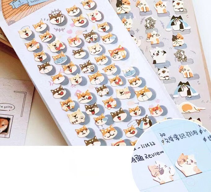 Cute Cat Dog Emotion Sticker Pack Stickers / Planner Sticker Set / Junk Journal / Planner Sticker Set