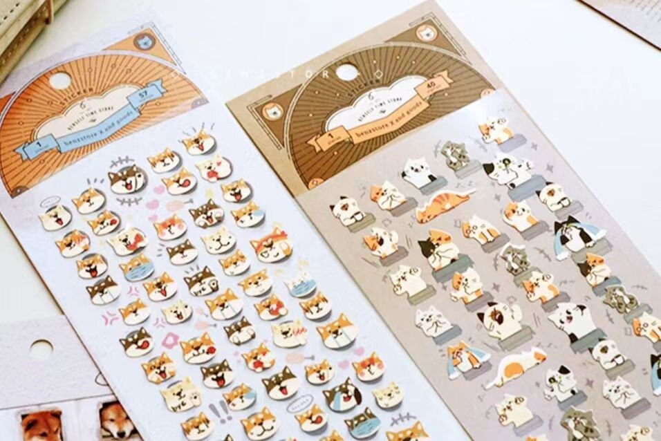 Cute Cat Dog Emotion Sticker Pack Stickers / Planner Sticker Set / Junk Journal / Planner Sticker Set