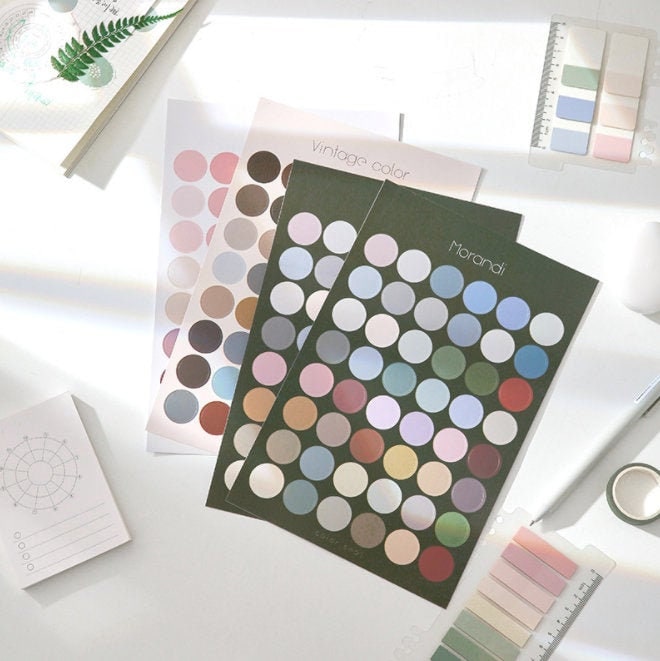 Morandi Large Round Sticker | Dots Sticker | Stickers | Planner Sticker Set |