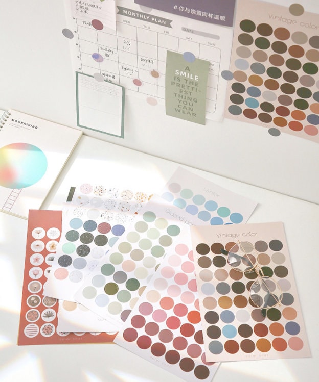 Morandi Large Round Sticker | Dots Sticker | Stickers | Planner Sticker Set |