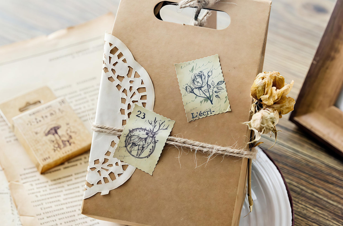46pcs Vintage Forest Stamp Sticker Pack / Junk Journal / Stickers / Planner Sticker Set
