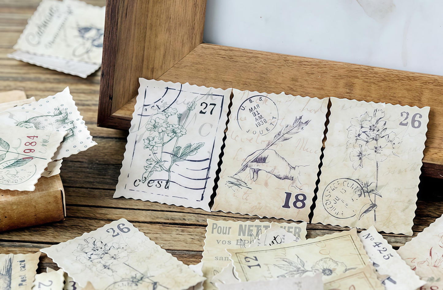 46pcs Vintage Forest Stamp Sticker Pack / Junk Journal / Stickers / Planner Sticker Set
