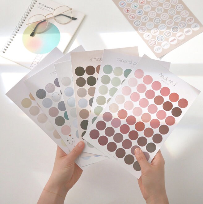 Morandi Large Round Sticker | Dots Sticker | Stickers | Planner Sticker Set |