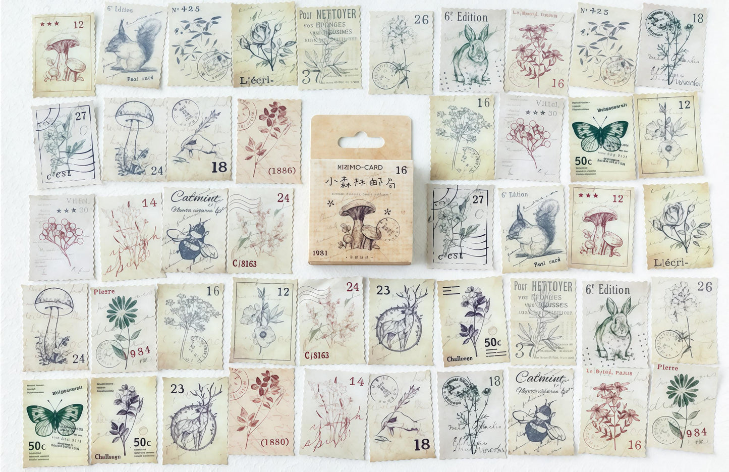 46pcs Vintage Forest Stamp Sticker Pack / Junk Journal / Stickers / Planner Sticker Set