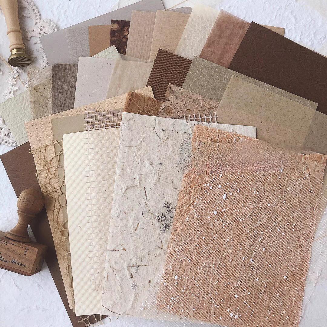 30 Sheets Mixed Material Paper Pack | A5 Size | Cotton Crepe Mulberry Tissue Decoupage Paper | Junk Journal Collage Starter