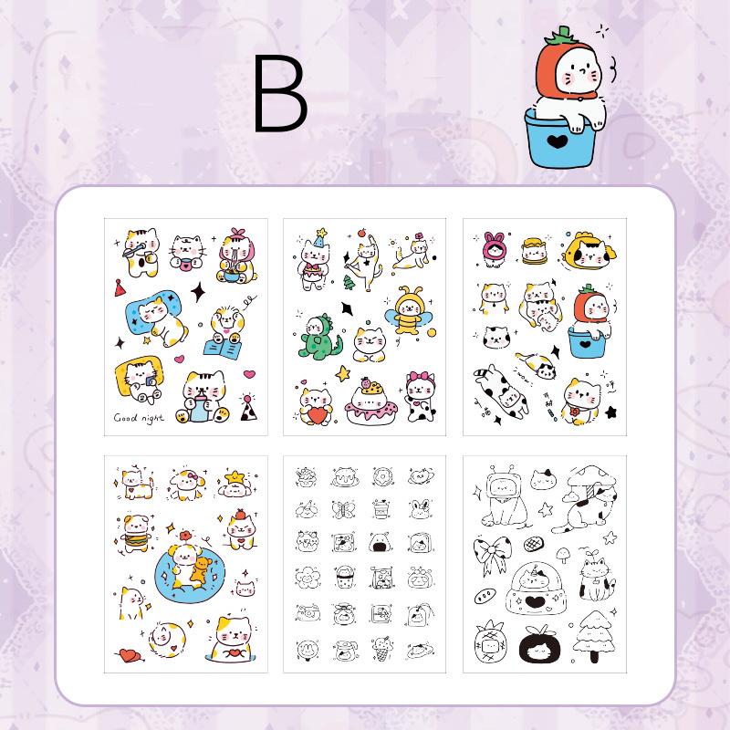 6 Sheets Cute Cat Stickers | Kitten Stickers | Kawaii Animal Planner Stickers Junk Journal Scrapbooking Supplies