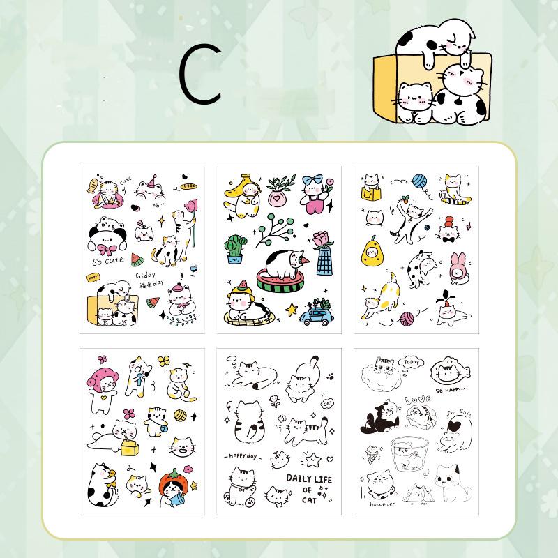 6 Sheets Cute Cat Stickers | Kitten Stickers | Kawaii Animal Planner Stickers Junk Journal Scrapbooking Supplies