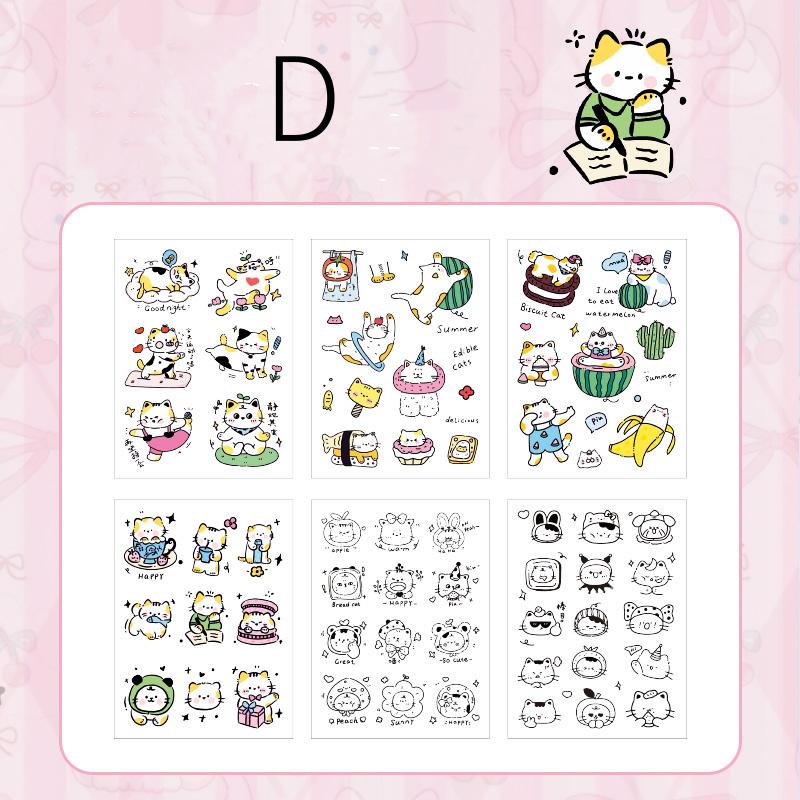 6 Sheets Cute Cat Stickers | Kitten Stickers | Kawaii Animal Planner Stickers Junk Journal Scrapbooking Supplies