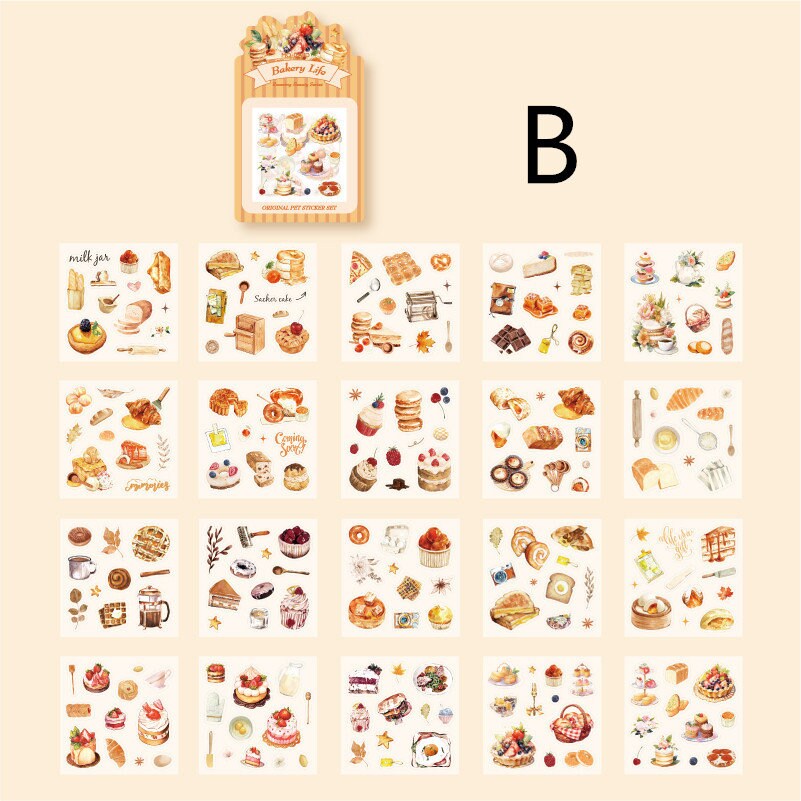 20 Sheets Stickers | Coffe Cats Flowers Plant Bread Stickers | Girl Stickers | Junk Journal | Planner Sticker Scrapbooking Supplies