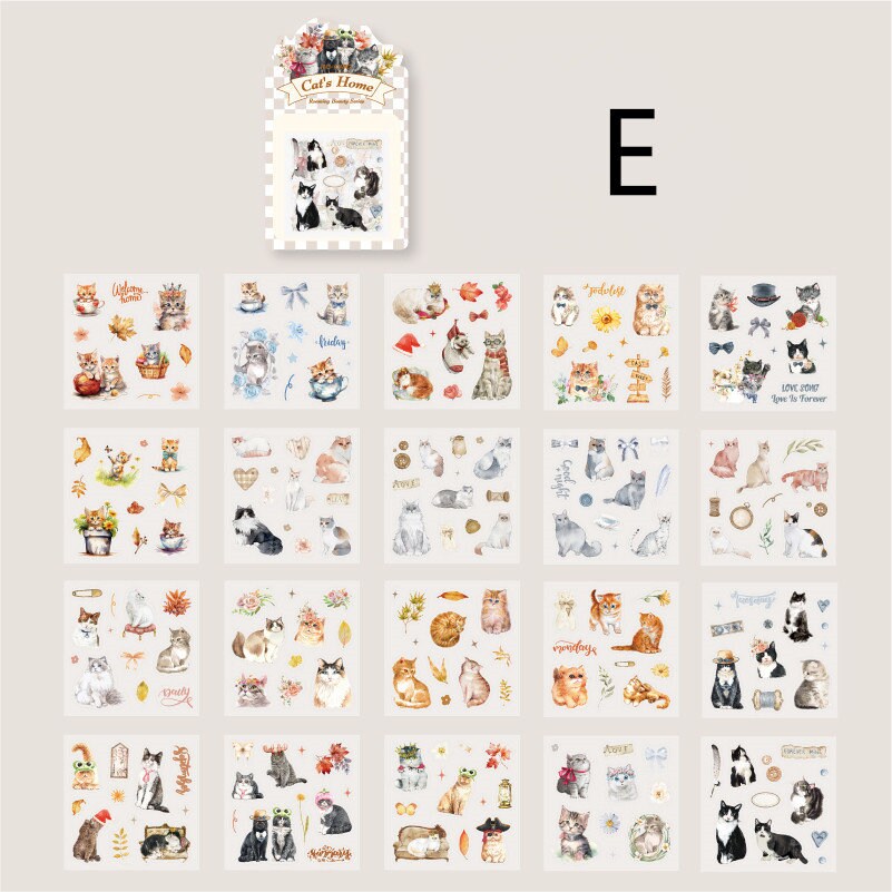 20 Sheets Stickers | Coffe Cats Flowers Plant Bread Stickers | Girl Stickers | Junk Journal | Planner Sticker Scrapbooking Supplies
