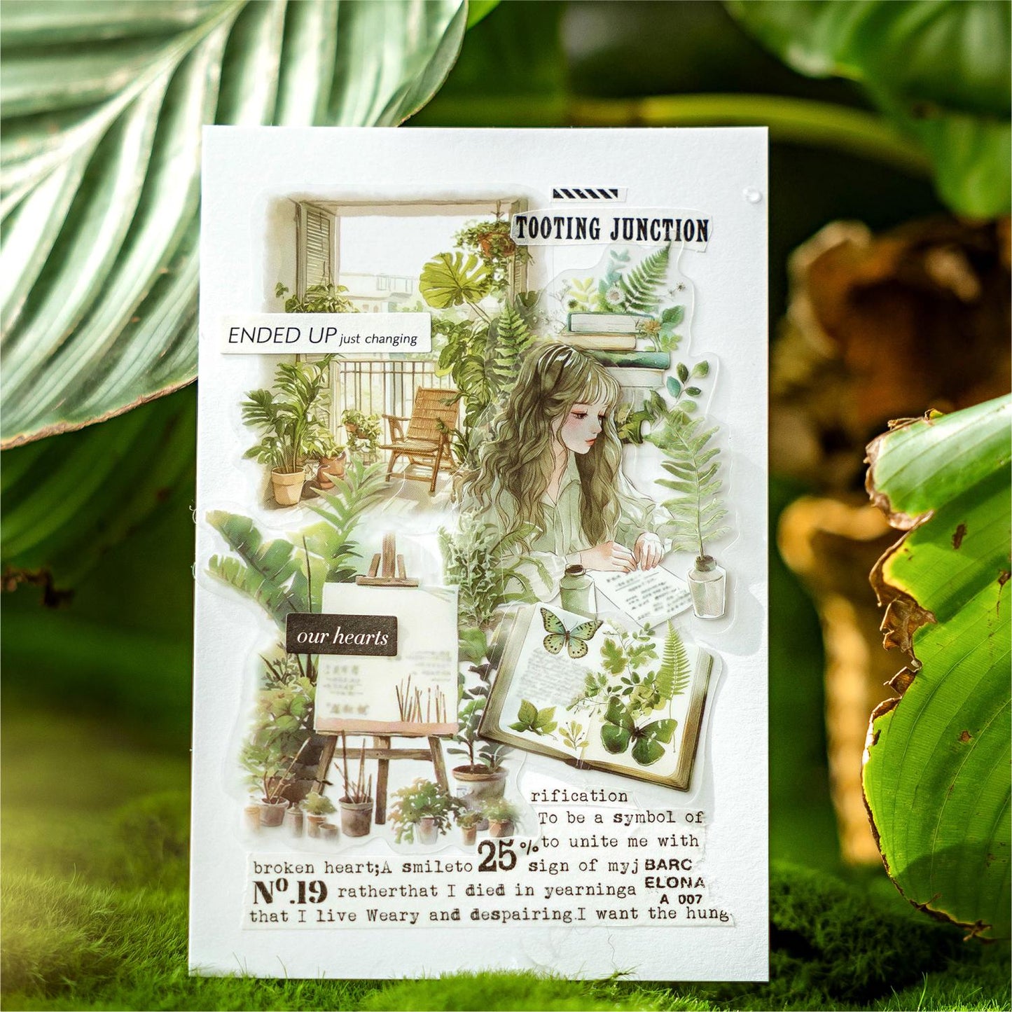 Nature Lovers Girl Sticker Pack | Nature Plant and Flower Stickers | Planner Junk Journal Scrapbooking Collage Craft Sticker Supplies