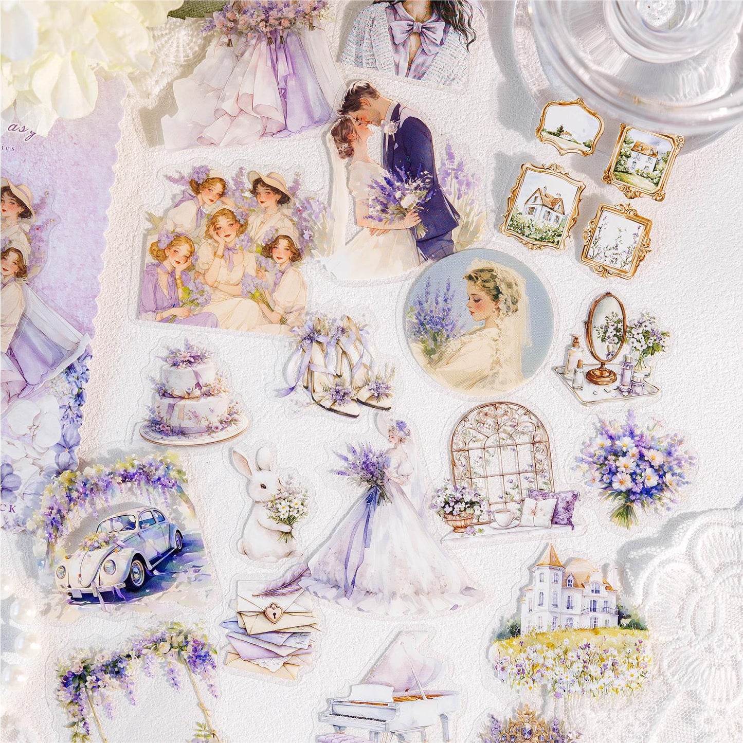 Sweet Overture Love Sticker Pack | Lover Couple Wedding Sticker Pack | Scrapbook Decals Collage Craft Supplies|Wedding Scrapbooks Guestbooks