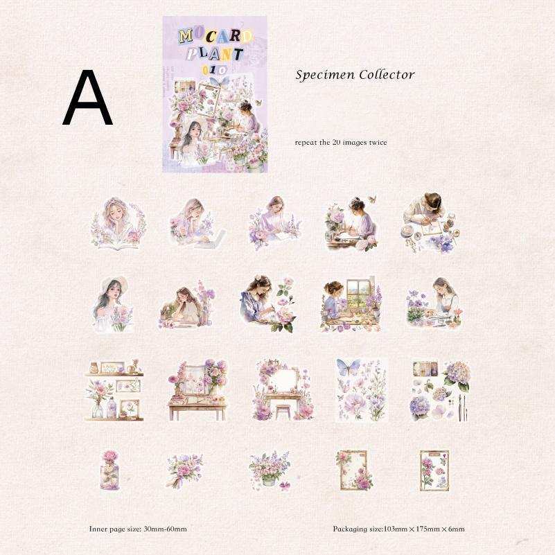 Nature Lovers Girl Sticker Pack | Nature Plant and Flower Stickers | Planner Junk Journal Scrapbooking Collage Craft Sticker Supplies