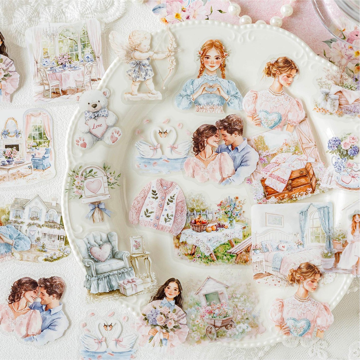 Sweet Overture Love Sticker Pack | Lover Couple Wedding Sticker Pack | Scrapbook Decals Collage Craft Supplies|Wedding Scrapbooks Guestbooks