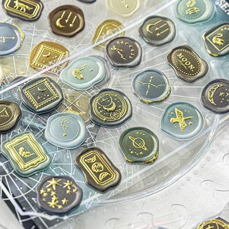 18pcs Hot Stamping Fire Paint Seal Stickers | Envelope Sealing | Wax Sealing Sticker | Junk Journal Planner Supplies | Gift Wrapping
