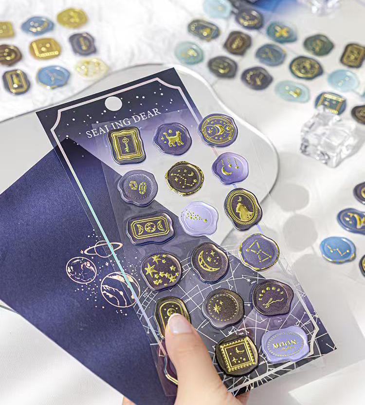 18pcs Hot Stamping Fire Paint Seal Stickers | Envelope Sealing | Wax Sealing Sticker | Junk Journal Planner Supplies | Gift Wrapping