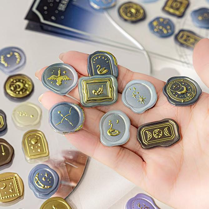 18pcs Hot Stamping Fire Paint Seal Stickers | Envelope Sealing | Wax Sealing Sticker | Junk Journal Planner Supplies | Gift Wrapping