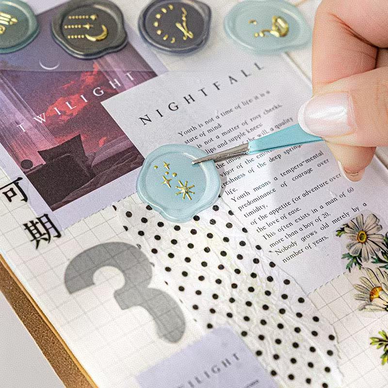 18pcs Hot Stamping Fire Paint Seal Stickers | Envelope Sealing | Wax Sealing Sticker | Junk Journal Planner Supplies | Gift Wrapping
