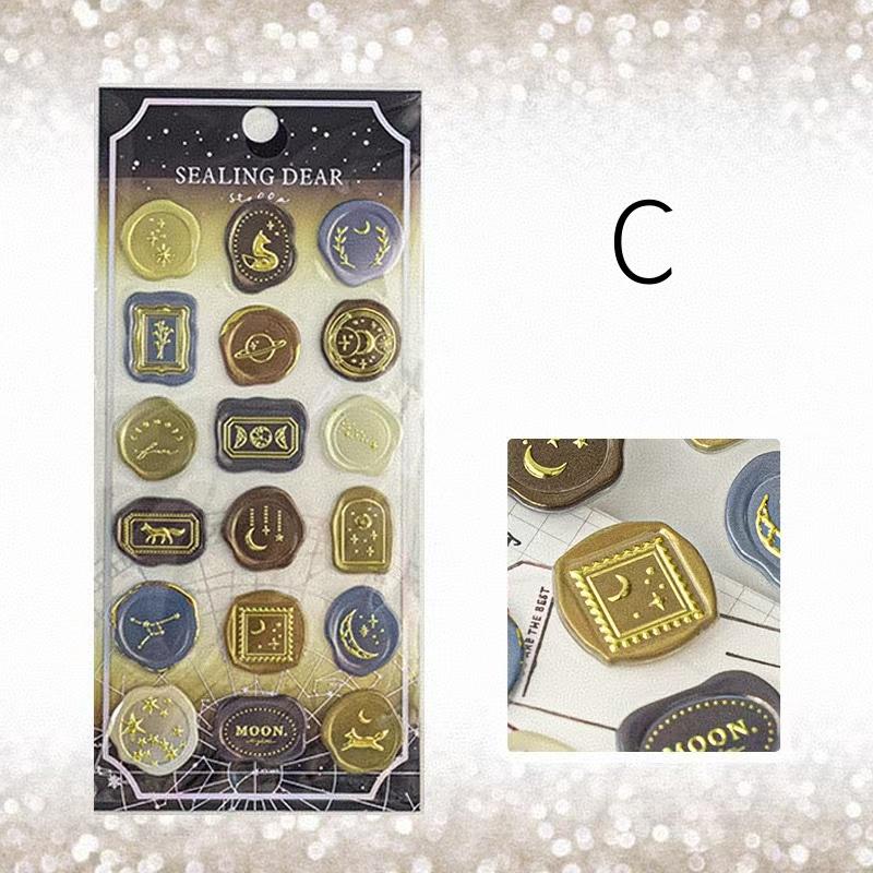 18pcs Hot Stamping Fire Paint Seal Stickers | Envelope Sealing | Wax Sealing Sticker | Junk Journal Planner Supplies | Gift Wrapping