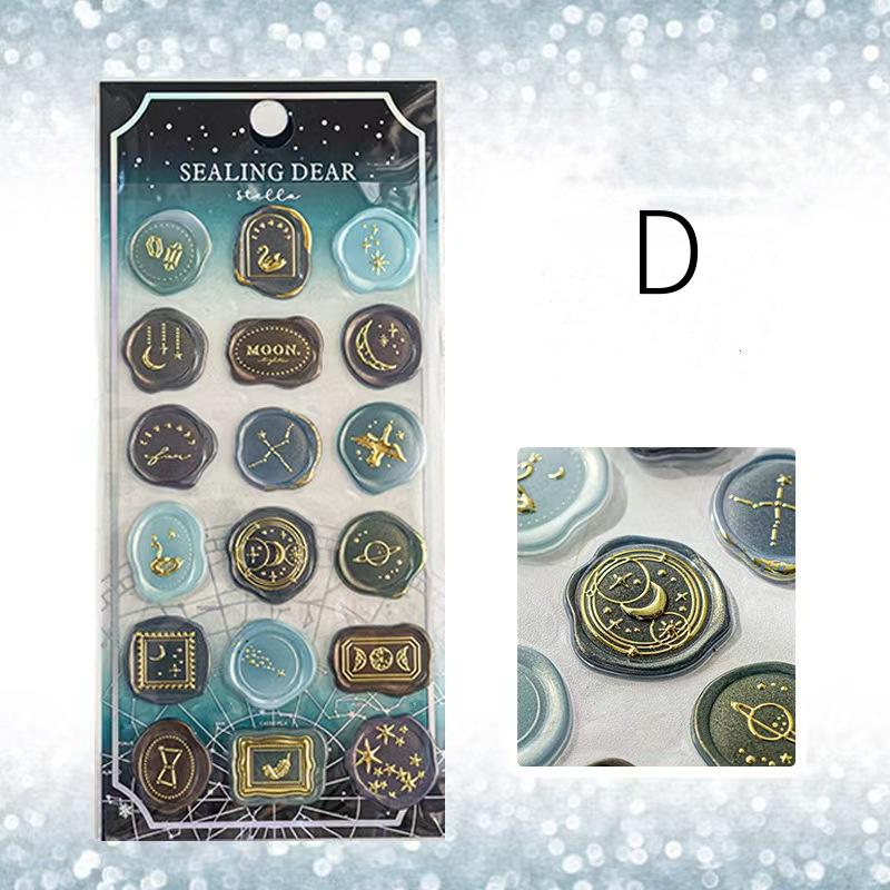 18pcs Hot Stamping Fire Paint Seal Stickers | Envelope Sealing | Wax Sealing Sticker | Junk Journal Planner Supplies | Gift Wrapping