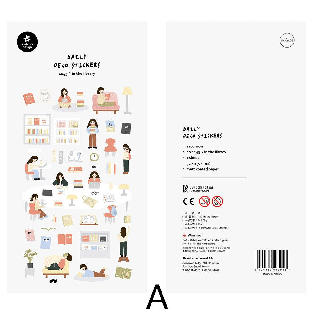 Suatelier Korean Daily Life Aesthetics Stickers | Kawaii Planner Decorative Stickers | Bujo Junk Journal Collage Scrapbooking Supplies