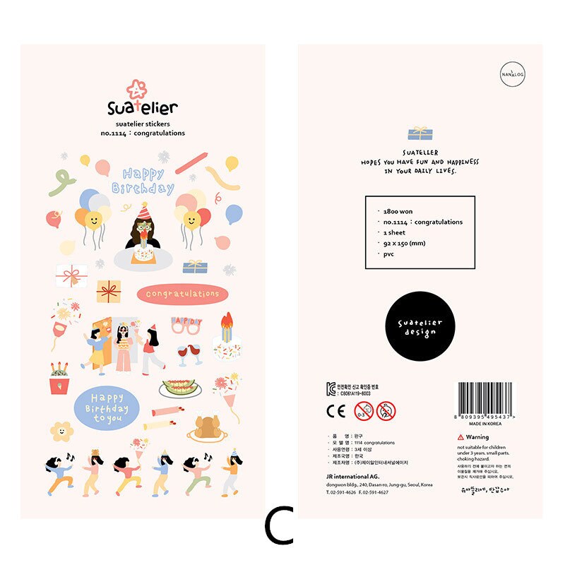 Suatelier Korean Daily Life Aesthetics Stickers | Kawaii Planner Decorative Stickers | Bujo Junk Journal Collage Scrapbooking Supplies