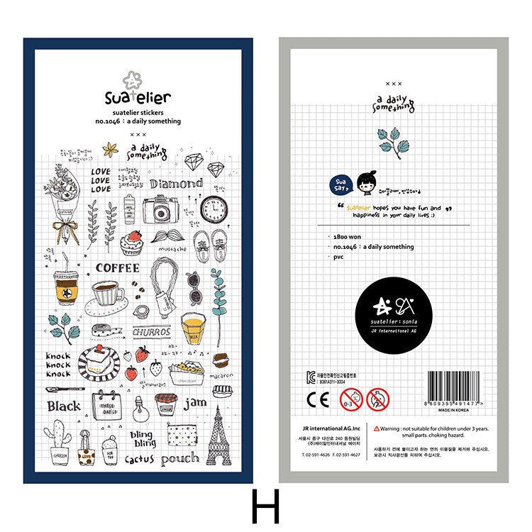 Suatelier Korean Daily Life Aesthetics Stickers | Kawaii Planner Decorative Stickers | Bujo Junk Journal Collage Scrapbooking Supplies