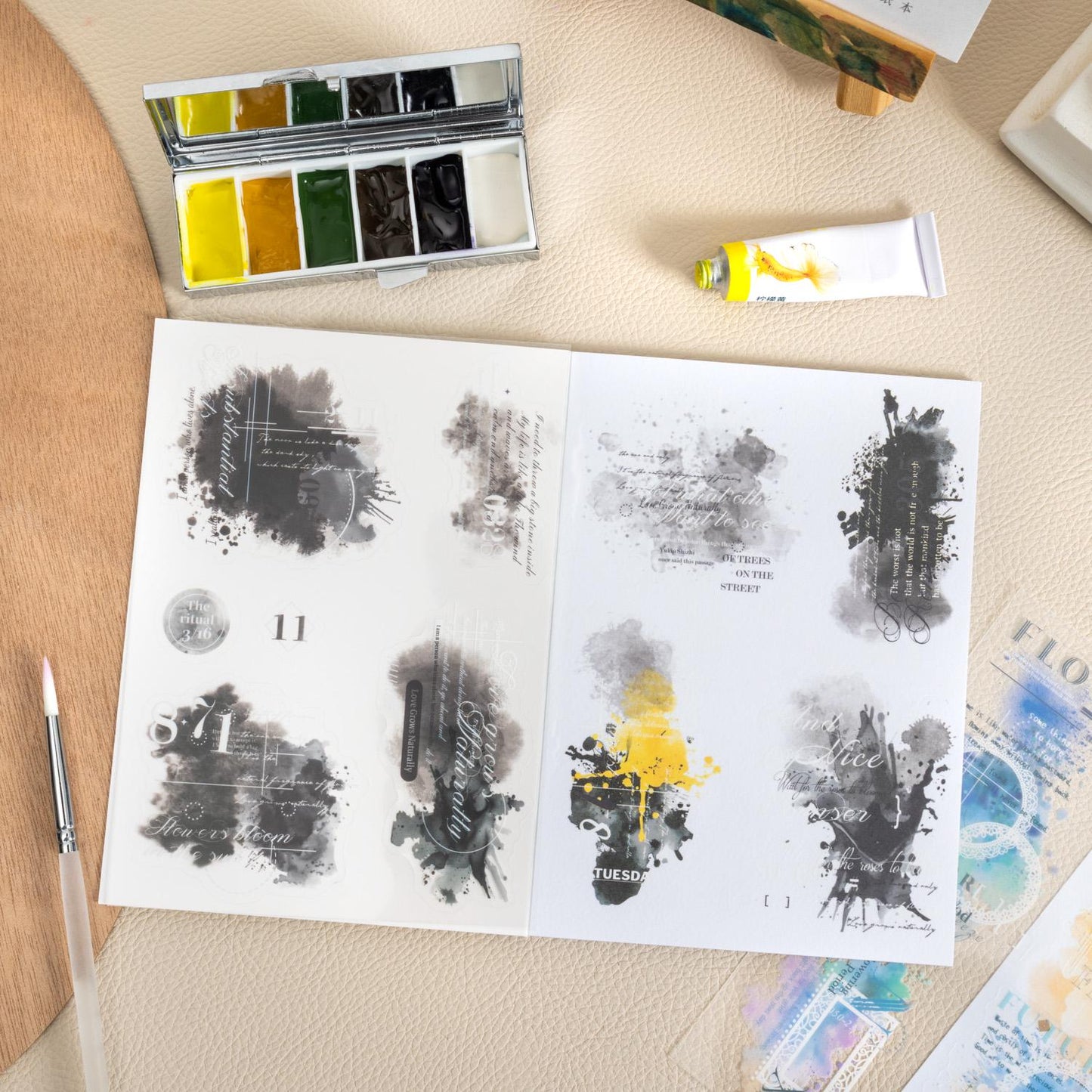 Watercolor Album PET Washi Stickers | Full die cut stickers | Journal Scrapbooking Collage Crafting Supplies | Planner Stickers