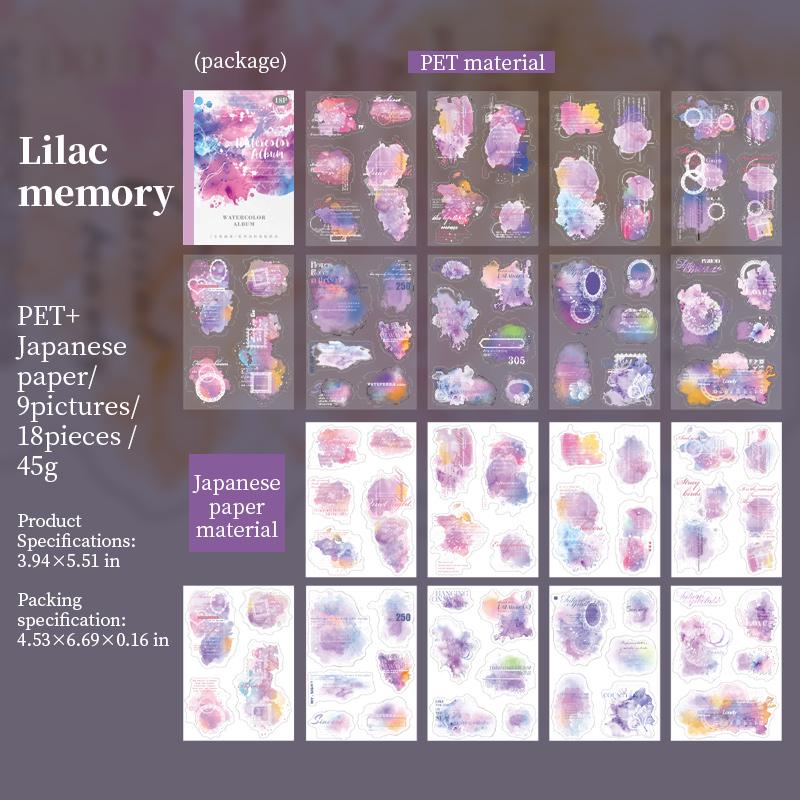 Watercolor Album PET Washi Stickers | Full die cut stickers | Journal Scrapbooking Collage Crafting Supplies | Planner Stickers