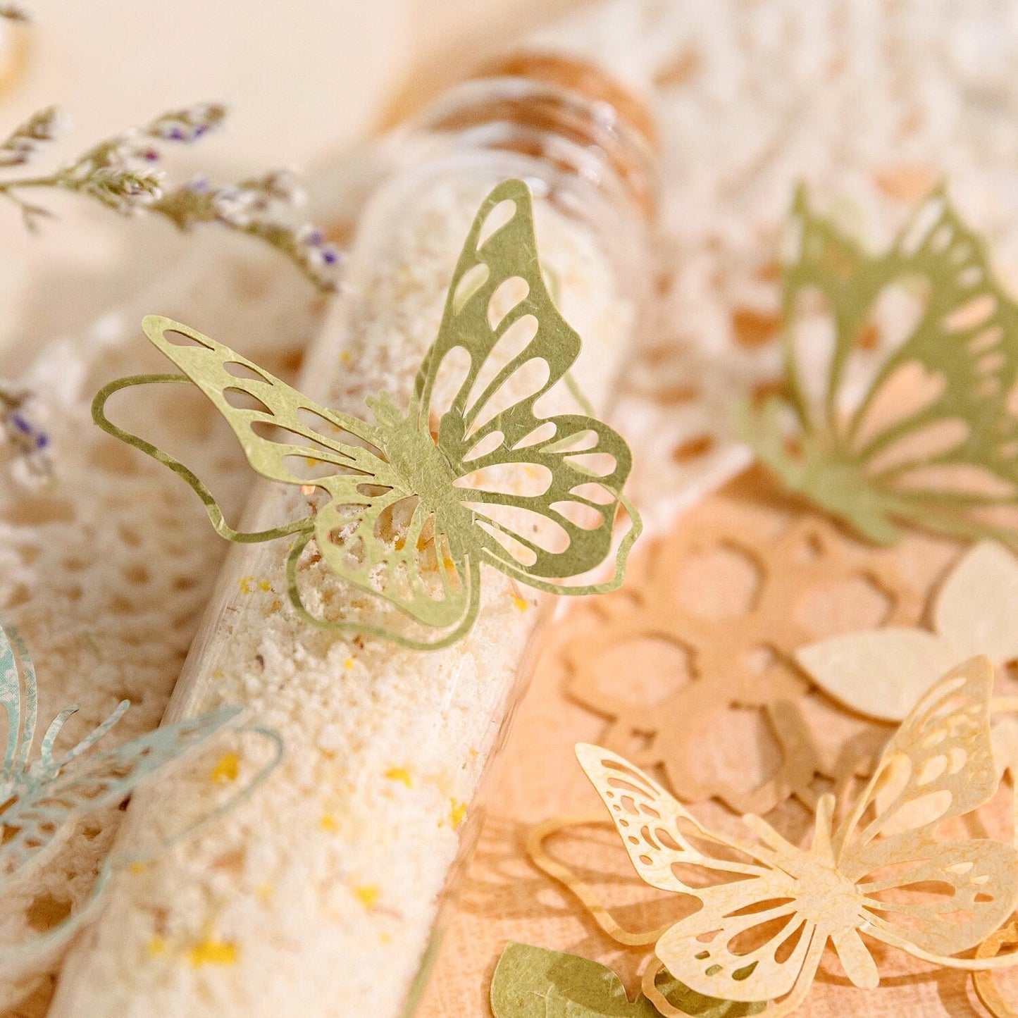 50pcs Hollow Flower Butterfly Collage Material Pack | Junk Journal Kit | Creative DIY Journaling Scrapbooking Supplies