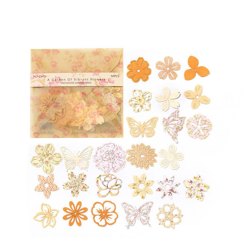 50pcs Hollow Flower Butterfly Collage Material Pack | Junk Journal Kit | Creative DIY Journaling Scrapbooking Supplies