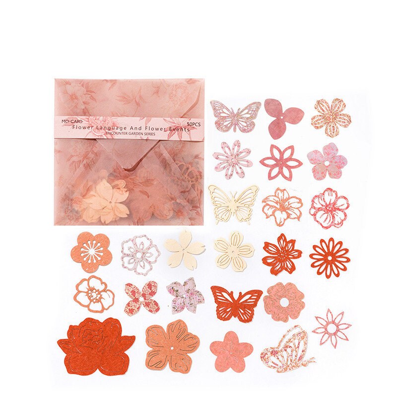 50pcs Hollow Flower Butterfly Collage Material Pack | Junk Journal Kit | Creative DIY Journaling Scrapbooking Supplies