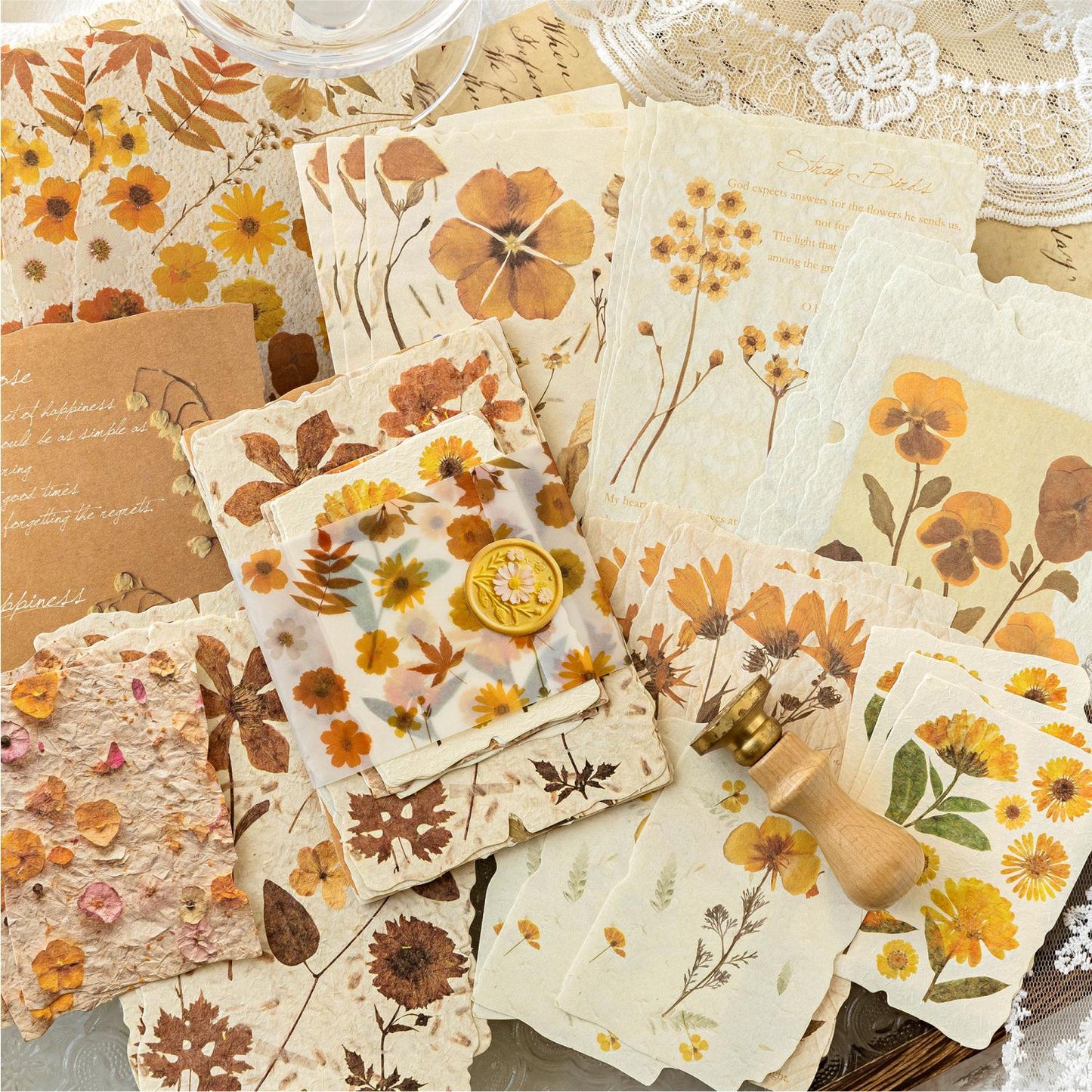 Flower Language Retro Material Paper Pack | Flowers Background Paper Junk Journal Kit | Material Pack | Journaling Scrapbooking Supplies