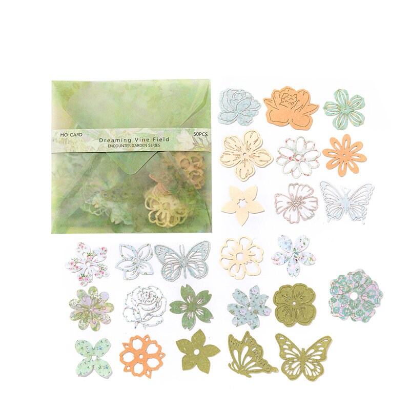 50pcs Hollow Flower Butterfly Collage Material Pack | Junk Journal Kit | Creative DIY Journaling Scrapbooking Supplies