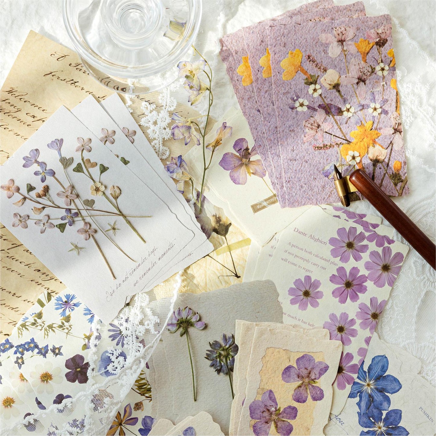 Flower Language Retro Material Paper Pack | Flowers Background Paper Junk Journal Kit | Material Pack | Journaling Scrapbooking Supplies