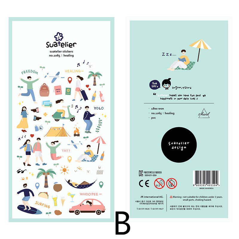 Suatelier Korean Travel Themed Stickers | Kawaii Planner Decorative Stickers | Bujo Junk Journal Collage Scrapbooking Supplies