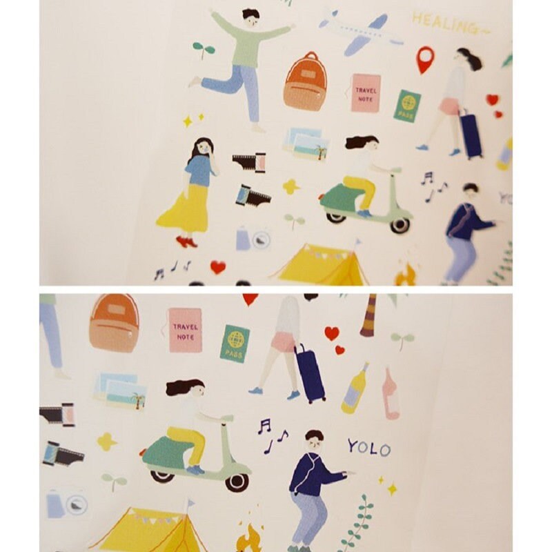 Suatelier Korean Travel Themed Stickers | Kawaii Planner Decorative Stickers | Bujo Junk Journal Collage Scrapbooking Supplies