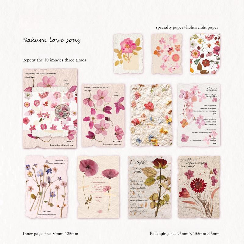 Flower Language Retro Material Paper Pack | Flowers Background Paper Junk Journal Kit | Material Pack | Journaling Scrapbooking Supplies