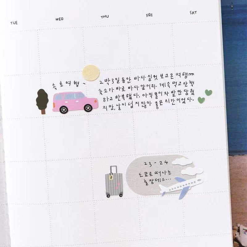 Suatelier Korean Travel Themed Stickers | Kawaii Planner Decorative Stickers | Bujo Junk Journal Collage Scrapbooking Supplies
