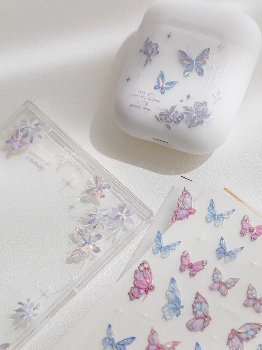 Dreamy Butterfly Sticker Sheet | Cup Phone Case Earphone Case Decoration Stickers | Planner Journal Scrapbooking Kids Craft Supplies