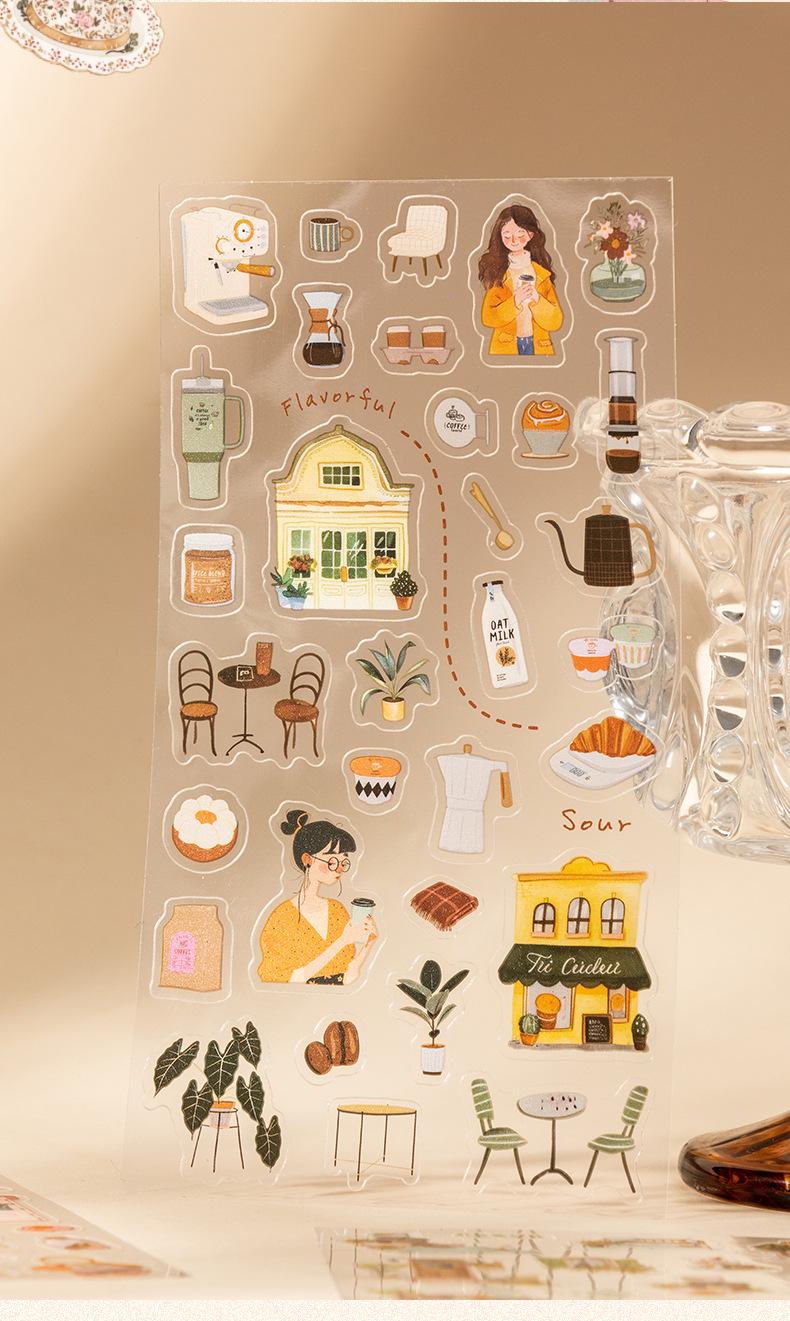 Adorable Home Scene PET Stickers | Kawaii Planner Journal Decorative Stickers | Bujo Junk Journal Collage Scrapbooking Supplies