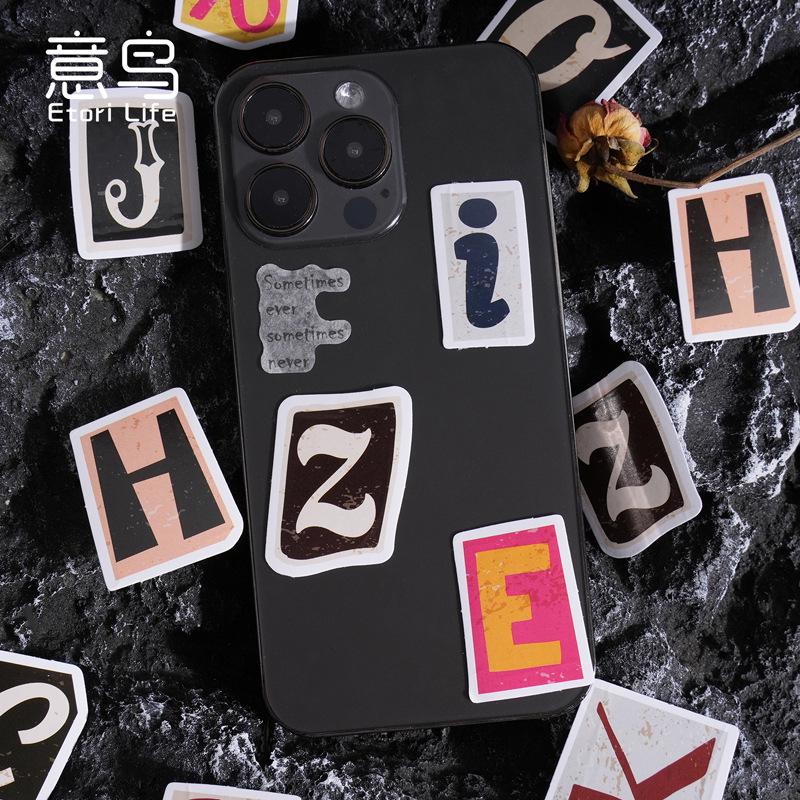 52pcs Retro Letter Sticker Pack | Retro Alphabet | Junk Journal Stickers | Planner Sticker Set | Scrapbooking Kids Craft Supplies