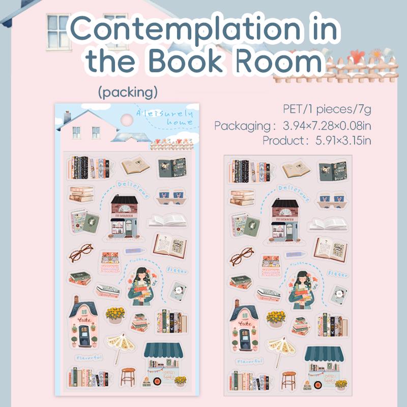 Adorable Home Scene PET Stickers | Kawaii Planner Journal Decorative Stickers | Bujo Junk Journal Collage Scrapbooking Supplies