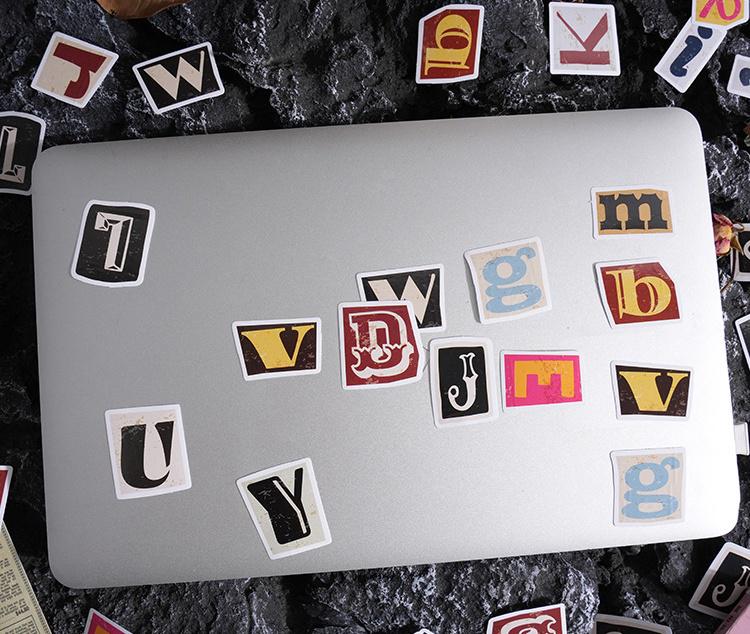 52pcs Retro Letter Sticker Pack | Retro Alphabet | Junk Journal Stickers | Planner Sticker Set | Scrapbooking Kids Craft Supplies